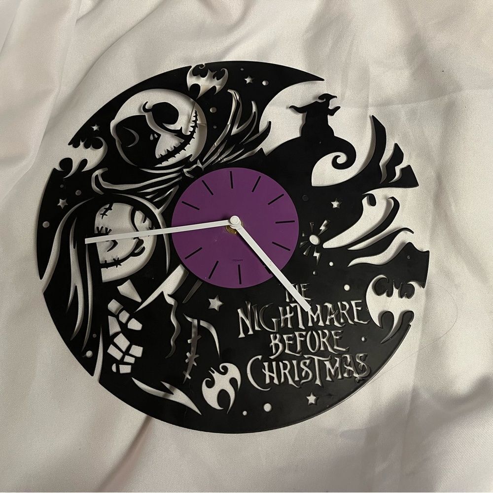 Disney Nightmare Before Christmas Black and Purple Clock